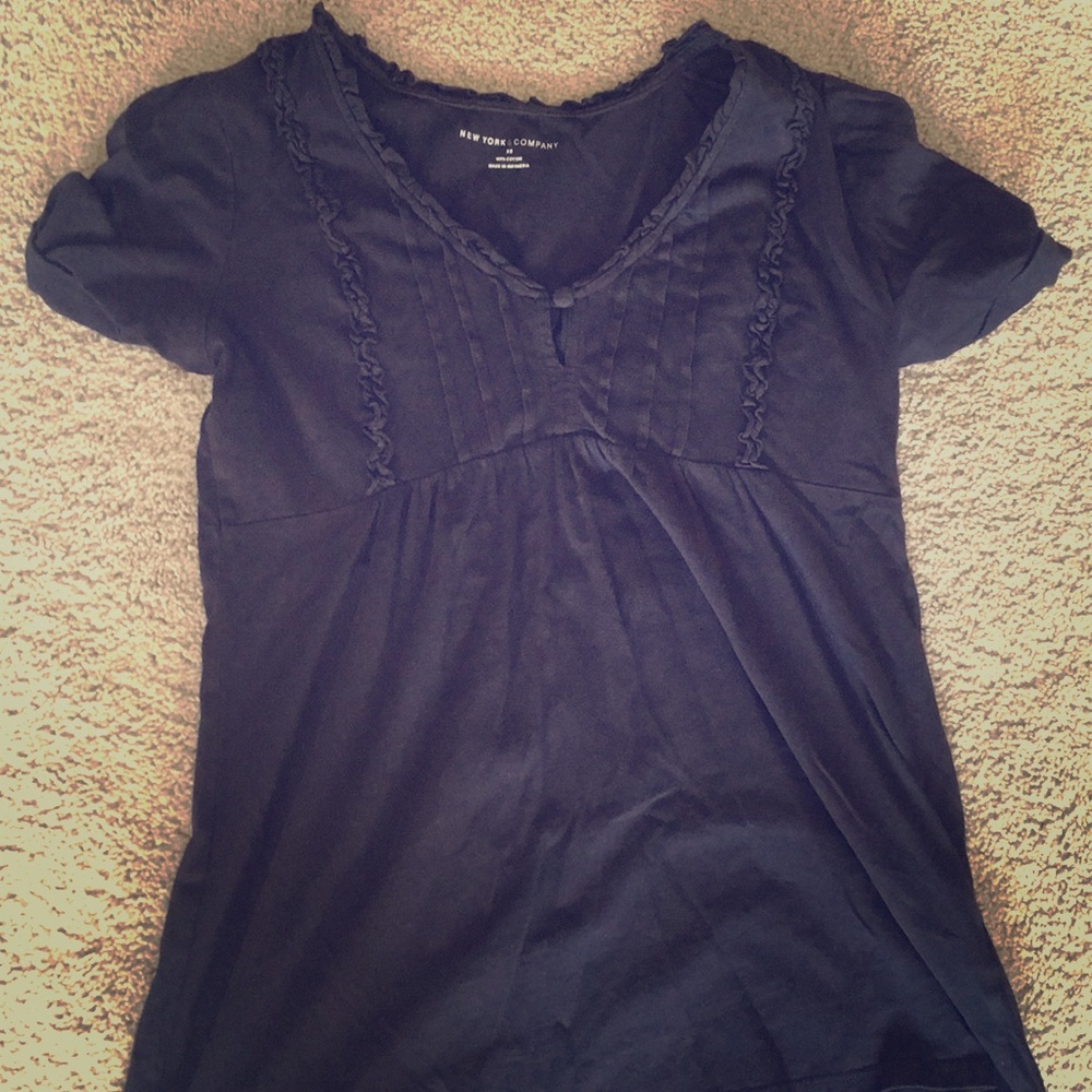 navy short sleeve blouse